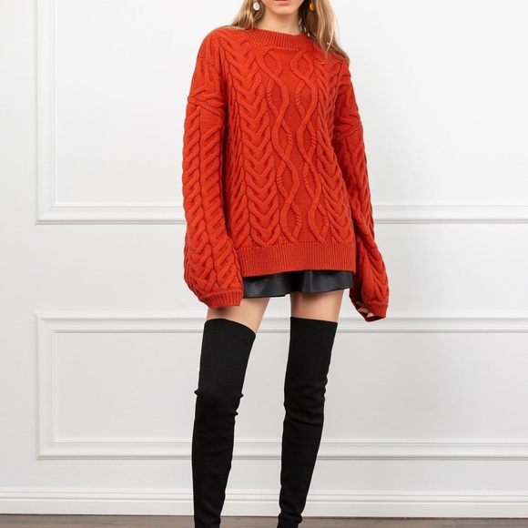 Oversized Eunice Brick Red Sweater - Picture 10 of 16